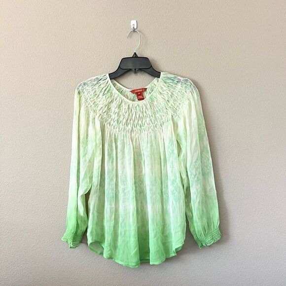 Sundance 100% Silk Ombre Smocked Blouse - Picture 1 of 9